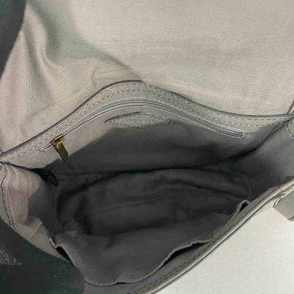 Fossil Gray Cow Hide Leather Cutout Crossbody Bag - Picture 8 of 12